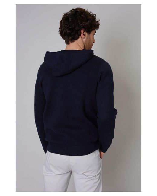 Threadbare Blue 'Ohio' Luxe Knitted Pullover Hoodie for men