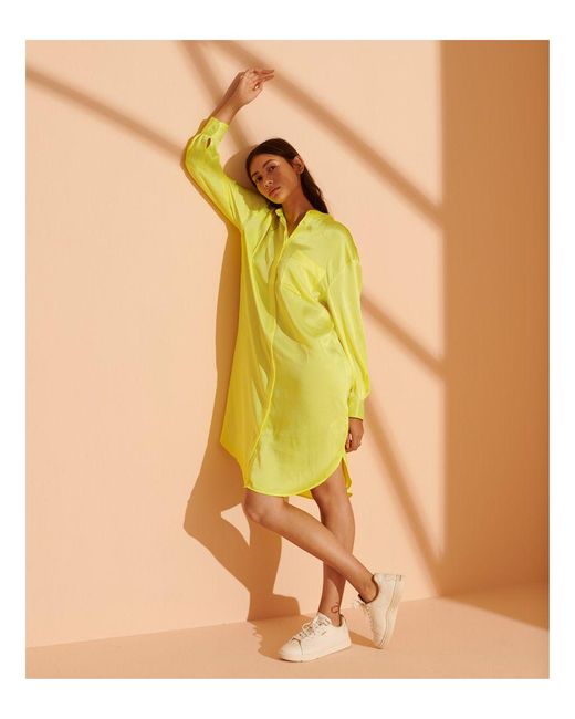 Superdry Yellow Limited Edition Silk Shirt Dress