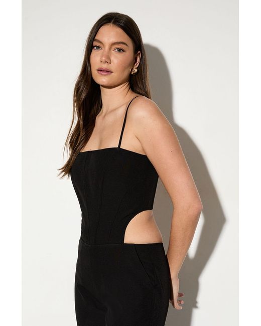 MissPap Black Tailored Cut Out Corset Jumpsuit