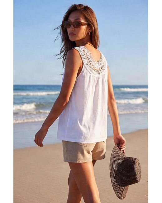 Roman Blue Crochet Trim Vest Top