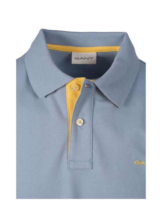 Gant Blue Contrast Collar Ss Polo Shirt Dove for men