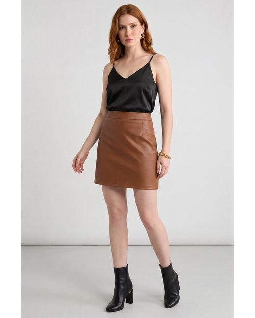Gini London Brown Suede High Waist Mini Skirt