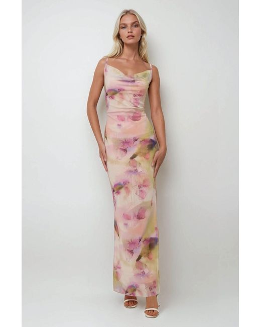 Hiccup Multicolor Printed Bodycon Maxi Tulle Dress