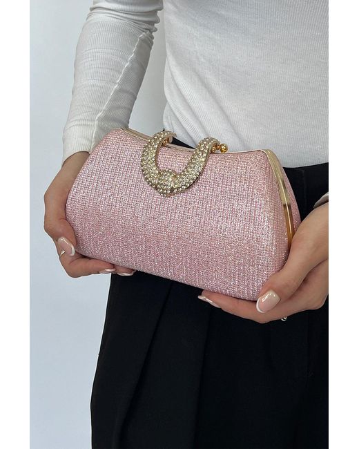 SVNX Pink Shimmer Clutch Bag