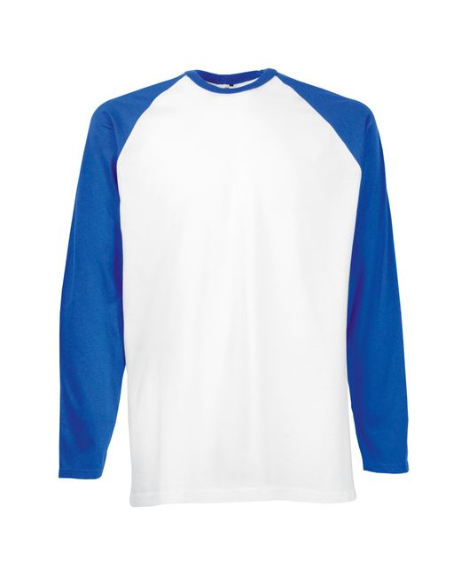 Fruit Of The Loom Blue Long Sleeve Baseball T-Shirt for men