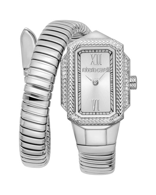 Roberto Cavalli White Snake Stainless Steel Watch