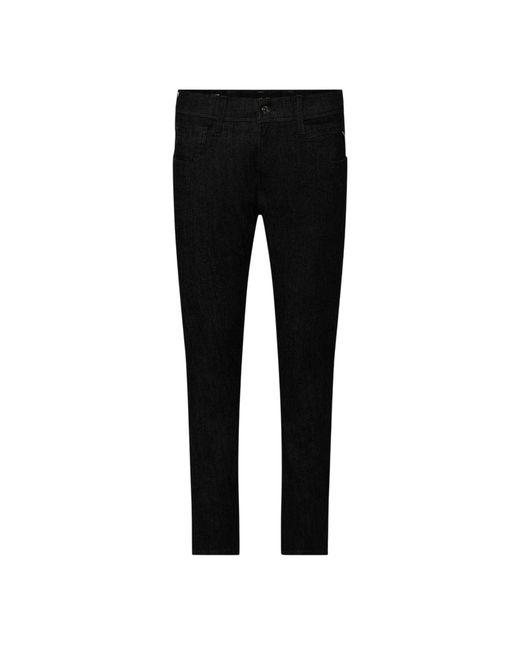 Replay Black Anbass Cotton Blend Slim Jeans for men