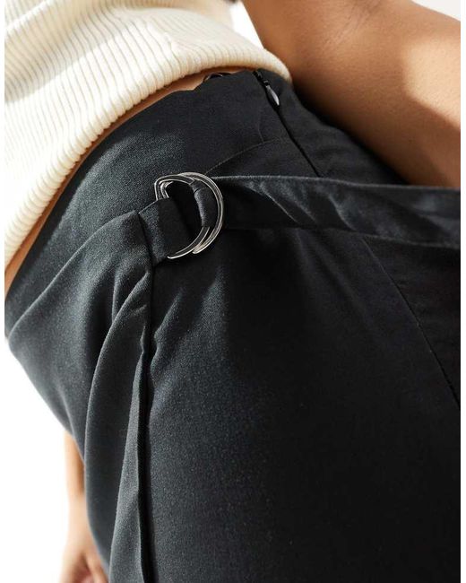 Pieces Black Wrap Front Mini Skirt