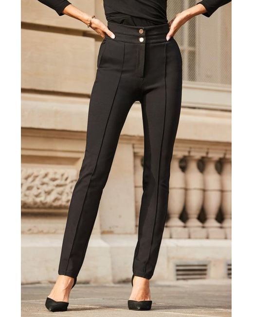 Sosandar Black Contour Waist Straight Leg Trousers