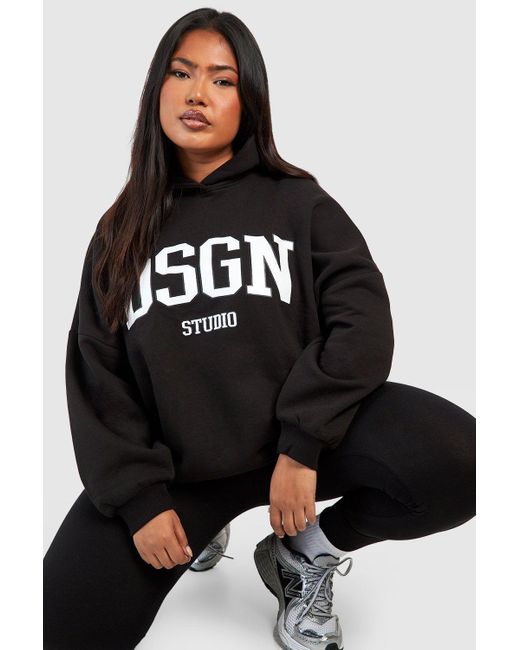 Boohoo Black Plus Dsgn Studio Oversized Hoodie And Legging Set