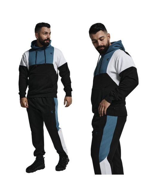 KAM Jeanswear Black Kam Two Piece Tracksuit Hoodie & Jogger Set for men