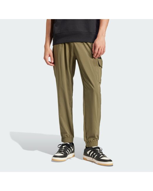 Adidas Green Essentials Small Logo Cargo Pants for men
