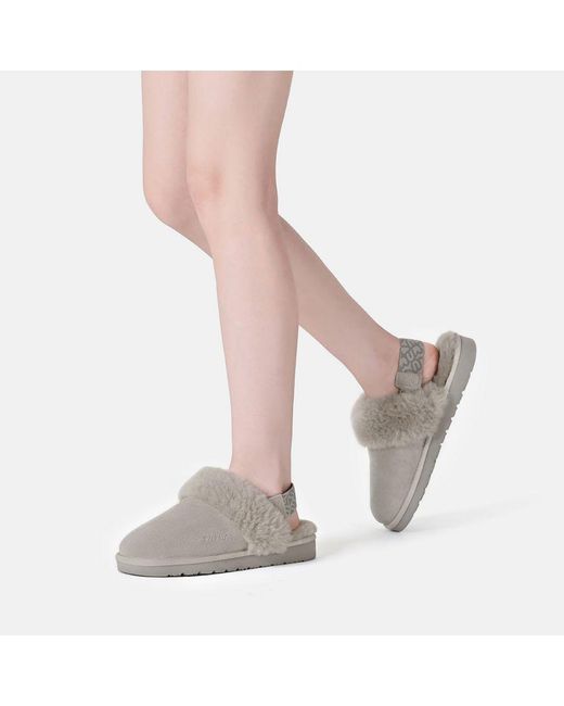 EVER AU Gray Pelican Removable Strap Slingback Slippers