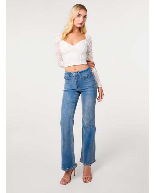 Pink Vanilla White Long Sleeve Lace Top