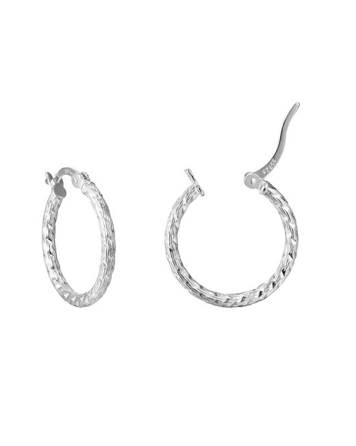 The Jewellery Stockroom Metallic Sterling 20Mm Diamond-Cut Creole Hoop Earrings