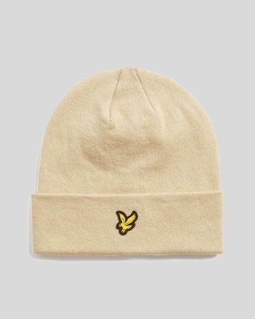 Lyle & Scott Natural Merino Wool Blend Beanie for men