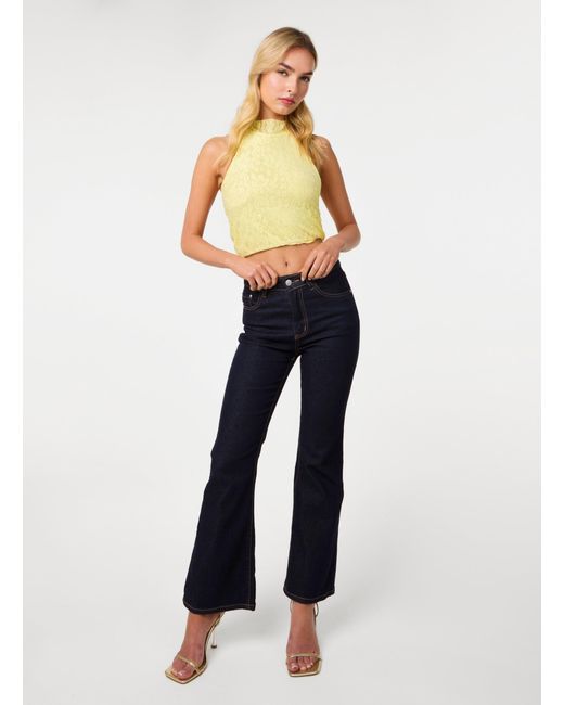 Pink Vanilla Yellow Lace Halter Neck Top