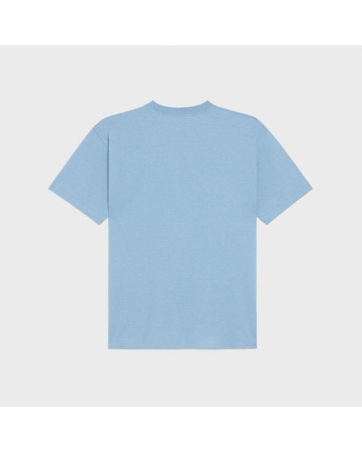 Céline Celine Los Katoenen T-shirt Met Logoprint Lichtblauw in het Blue voor heren