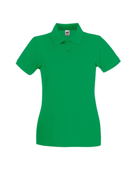 Fruit Of The Loom Green Ladies Premium Cotton Pique Lady Fit Polo Shirt (Kelly)