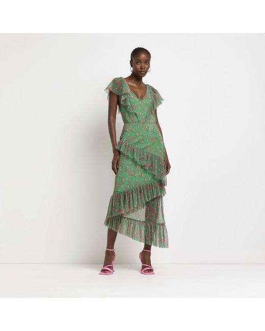 River Island Midi Swing Dress in Green Lyst UK