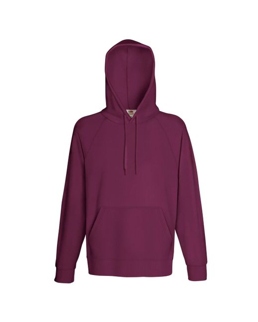 Fruit Of The Loom Purple Lightweight Hooded Sweatshirt Hoodie (240 Gsm) for men