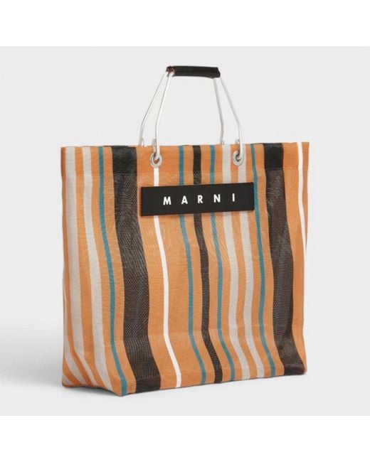 Marni Orange Market Flower Cafe Tote Bag