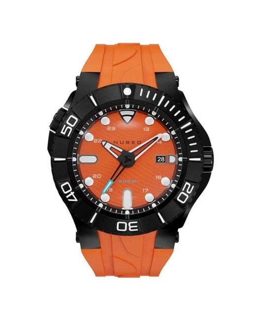 Nubeo Gray Manta 2021 Japanese Automatic 50mm Orange Watch With Silicon Strap Nb Silicone for men