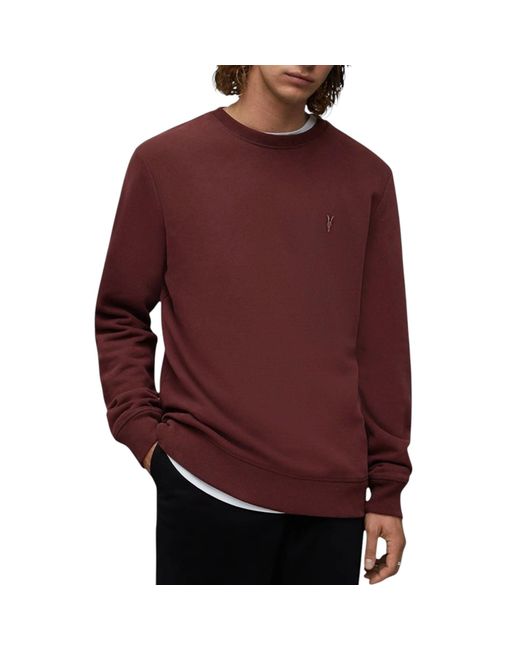 AllSaints Red Reven Sweatshirts Crew Neck Casual Cotton Pullover Winter Jumper for men