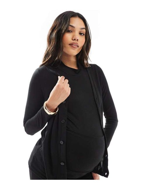 Mama.licious Black Maternity Mix & Match Soft Jersey Cardigan Co-Ord
