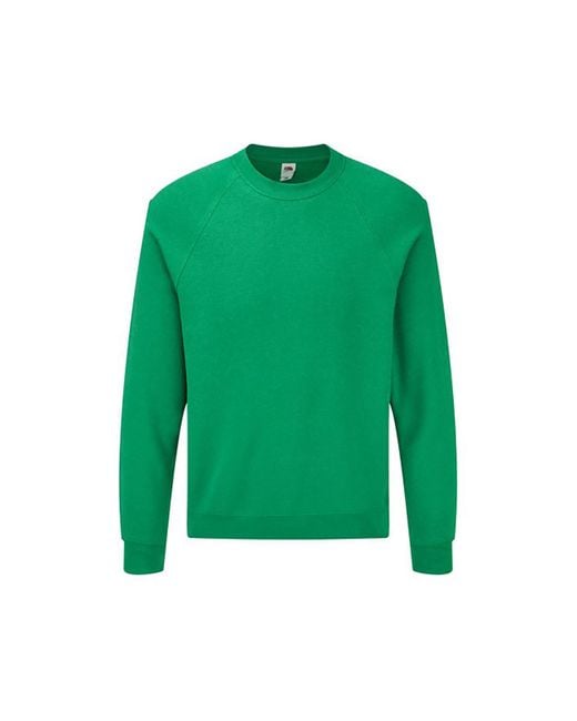Fruit Of The Loom Green Adults Classic Raglan Sweatshirt (Heather)