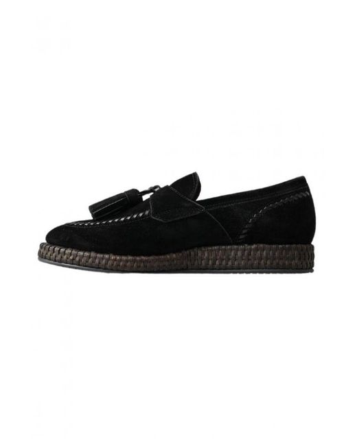 Dolce & Gabbana Black Suede Leather Casual Espadrille Shoes for men