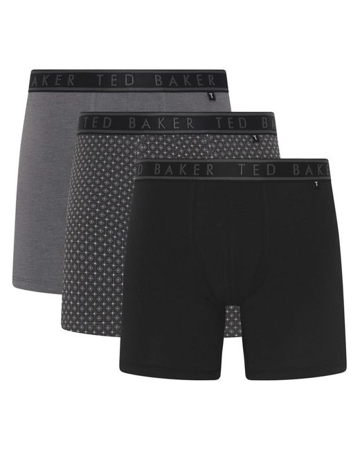 Ted Baker 3Er Pack Herren Weiche Atmungsaktive Baumwoll Boxershorts in Black für Herren