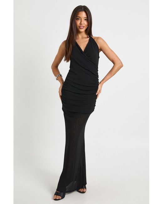 Boohoo Black Halterneck Cowl Maxi Dress