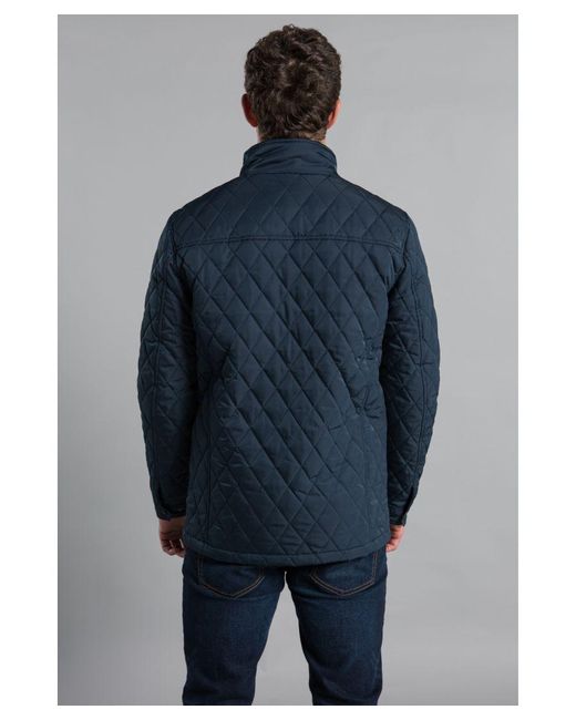 Kensington Eastside Blue Diamond Quilted Funnel Neck Jacket for men