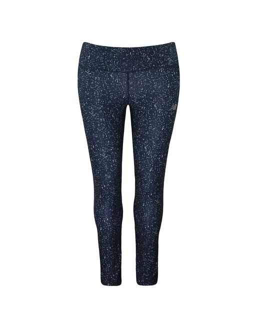 New Balance Blue Printed Impact Running Tight Leggings Wp11264 Mtl Spandex