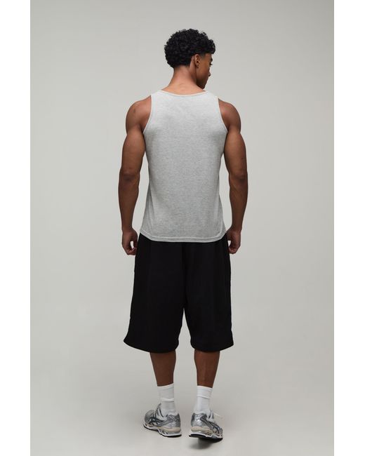 BoohooMAN Gray Regular Fit Embroidered Vest for men