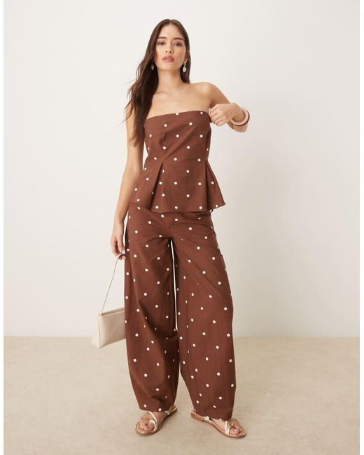 ASOS Natural Linen Blend Barrel Leg Trouser
