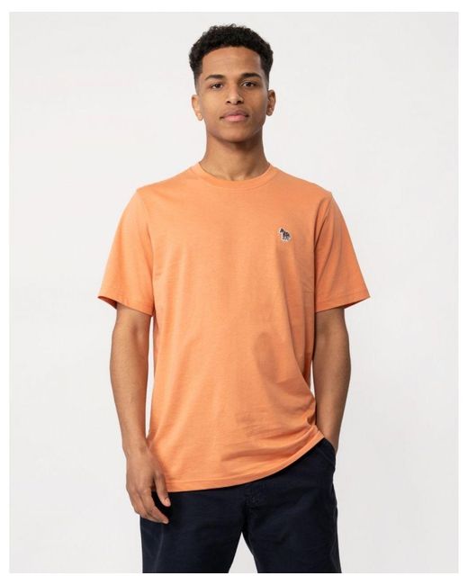 Paul Smith Orange Regular Fit Short Sleeve Zebra Badge T-Shirt for men