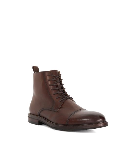 Dune Brown Matias Wf Wide Fit Toe Cap Detail Leather Ankle Boot for men