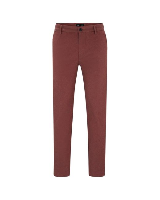 Boss Red Flat Front Solid Patterned Chinos for men