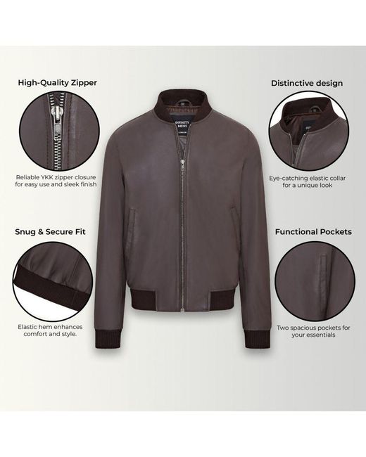 Infinity Leather Brown Soft Ma-1 Varsity Bomber Jacket for men