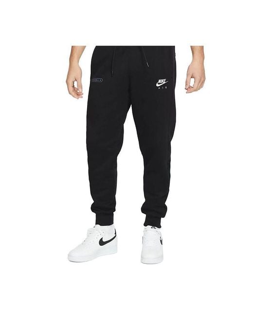 Nike Air Reflective Logo Fleece Joggers In Black Cotton for Men | Lyst UK
