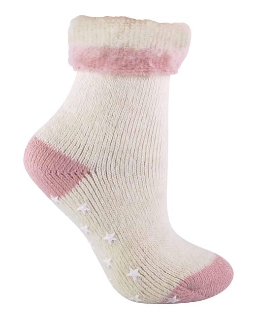 Sock Snob Pink Ladies Alpaca Wool Blend Thermal Slipper Bed Socks With Grippers