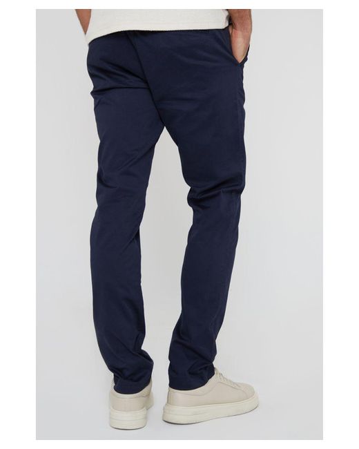 Threadbare Blue 'Castello' Cotton Slim Fit Chino Trousers With Stretch for men
