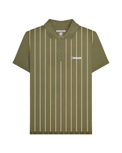 Lambretta Green Pinstripe Polo Shirt /Cream) Cotton for men