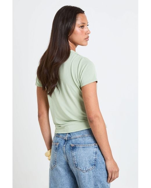 Boohoo White Modal Deep Drape Short Sleeve Top