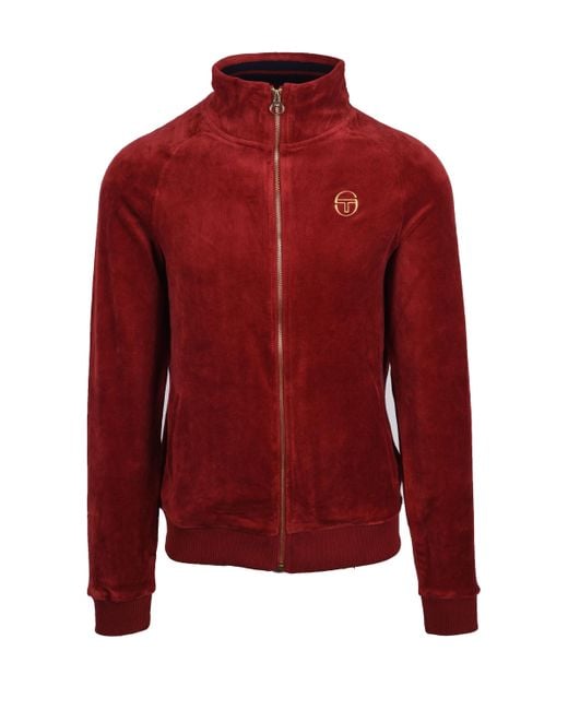 Sergio Tacchini Red Court Velour Track Top Sun Dried Tomato for men