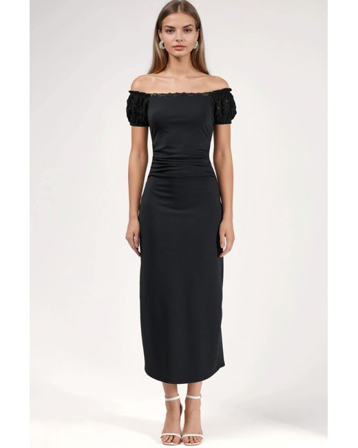 Hiccup Black Lace Sleeve Midi Dress
