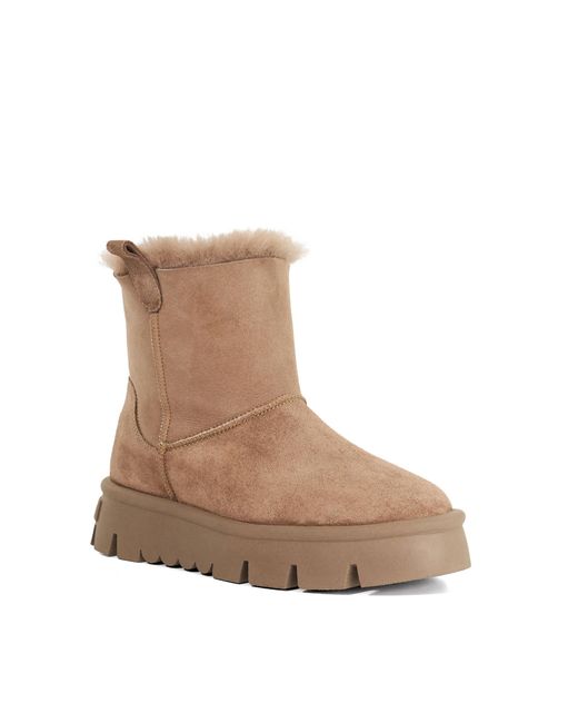 Dune Brown Parissa Low Leather Boots