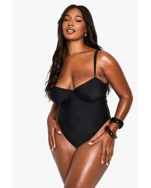 Boohoo Black Plus Resin Trim Bathing Suit